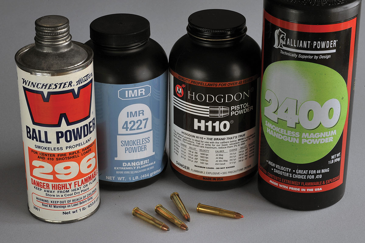 Faster powders are the key to the success of any small-capacity cartridge like the Hornet and W-296, IMR-4227, H-110 and Alliant 2400 fill the bill for the best all-around performance in the Hornet.